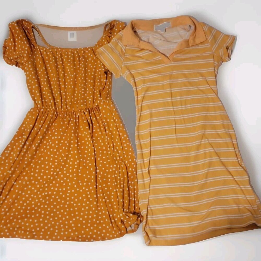 Girls Dress Bundle 2 Soft Orange Dresses Casual And Cute Size 10 Polka Dots